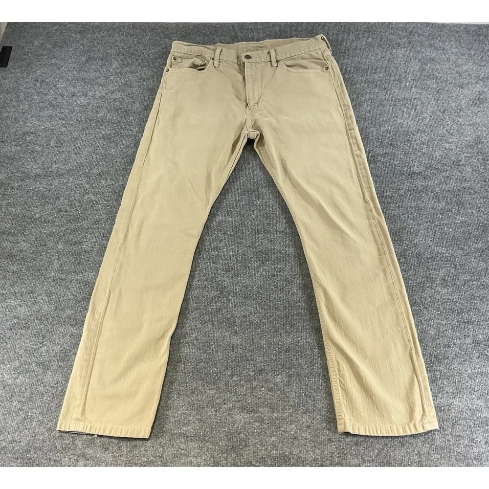 Levi's 513 Slim Straight Jeans Mens 34x32 Khaki Tan Denim Pants Modern Fit Casua